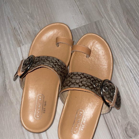Vintage Coach Brown Slide Sandals - Picture 1 of 6